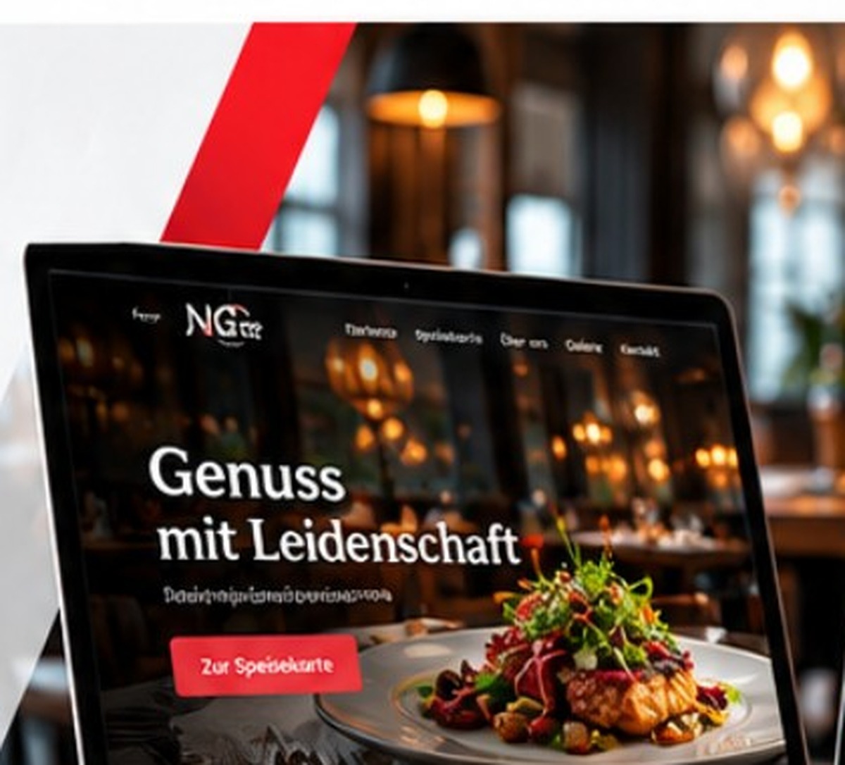 Moderner Gastronomie-Webauftritt auf Laptop und Smartphone